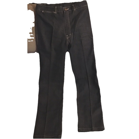 Vintage 70's Saint Germain Jeans Blue Denim Straight Leg Paris Indigo Blue - Picture 3 of 12